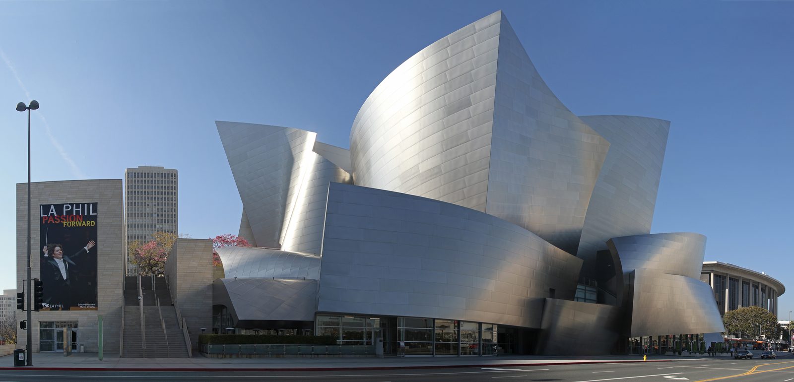 Frank Gehry's Walt Disney Concert Hall with its rippling stainless-steel exterior