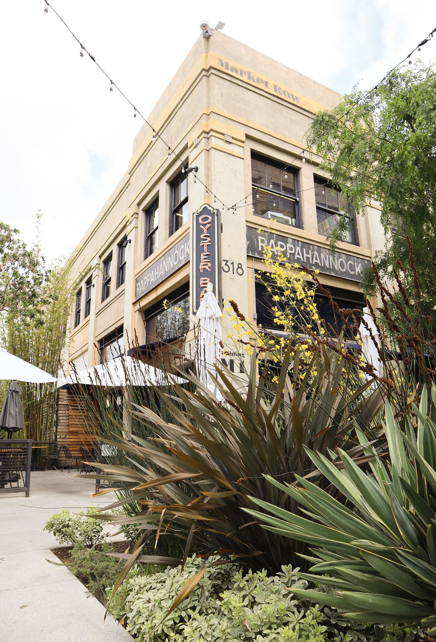 the industrial courtyard and storefronts of ROW DTLA in the Arts District