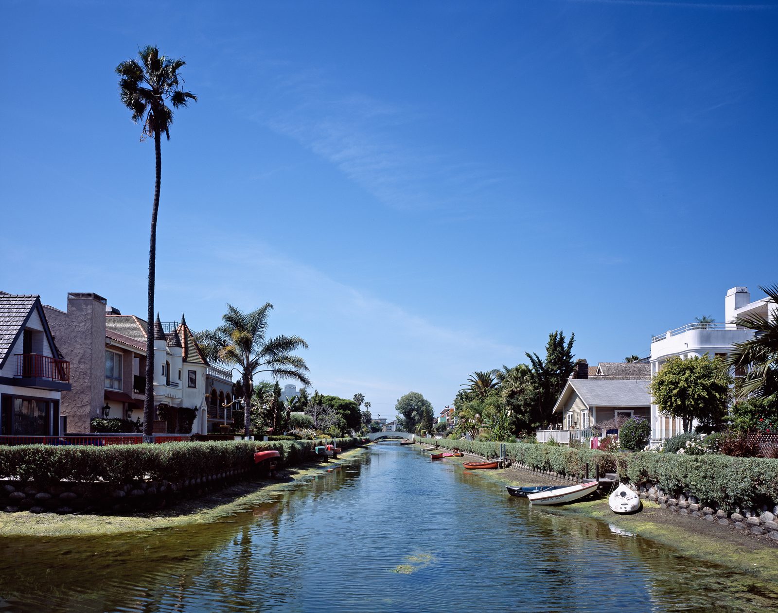 Venice Canals arched bridges off Dell Avenue